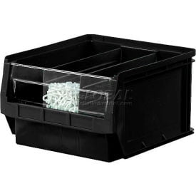 Quantum Plastic Magnum Stacking Bin, 12"W x 20"D x 6"H, Black