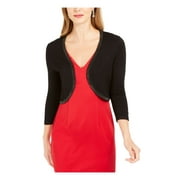 JESSICA HOWARD Womens Black 3/4 Sleeve Open Cardigan Top Petites Size: PXL