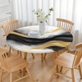 thumbnail image 3 of Black White Gray Gold Marble Pattern Round Fitted Tablecloth with Elastic Edge,Dining Table Cover Waterproof,Outdoor Round Tablecloth for Camping,Dining,Indoor and Outdoor, 3 of 7