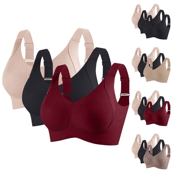 Women's Sports Bra Everyday Bra Wireless Front Closure Padded Racerback Comfort Breathable Yoga Activewear Daily Lounge | CSEONE,Beige L