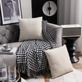 thumbnail image 3 of 2 Pcs Housses de Coussin Décoratives Rayées Blanches en Velours Original Carré, 3 of 5