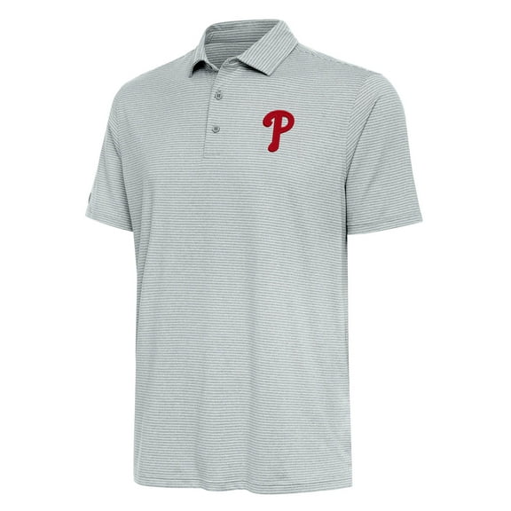 Men's Antigua Heather Gray Philadelphia Phillies Scheme Polo
