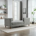 thumbnail image 3 of 77.95" Wide Modern Double-Sided Upholstered Chaise Lounge Indoor,Chenille Fabric Sleeper Sofa Couch with 4 Throw Pillows, Daybed with Rubberwood Legs for Living Room, Bedroom, Apartment (Grey), 3 of 11