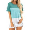 thumbnail image 3 of Hibeli Women Summer Contrast Color Tunic Tops Round Neck Short Sleeves Color Block Tunic Top Shirt, 3 of 4