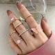 thumbnail image 3 of Mujer Bohemia Rosa Corazón Wave Anillo Set Vintage Metal Color Oro Anillos de dedo de diamantes de imitación Regalos de la joyería del partido, 3 of 7