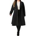 thumbnail image 3 of Agnes Orinda Women's Plus Size Coats Notch Lapel Double Breasted Elegant Trench Winter A Line Pea Coats 3X Black, 3 of 7