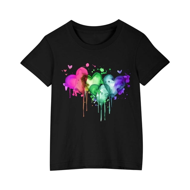 Birdeem Chemises pour Filles Tout-Petits Enfants Garçons Filles T-Shirt en Coton Mode Mignon Col Rond Imprimé Tee Manches Courtes Haut
