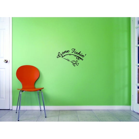 Decal - Peel & Stick Wall Sticker : Gone fishin' Home Decor Picture Art 10x20 Inches