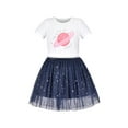 thumbnail image 1 of Robe Fille Paillettes Planète Étoile Argent Perle Perles Tulle Manches Courtes 4 Ans, 1 of 5