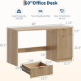 thumbnail image 4 of 60" Executive Desk with Storage, Modern Home Office Desk with Drawer & Cabinet, Wood Fluted Computer Desks Workstation Writing Conference Table for Study, Living Room, Bedroom, 4 of 9