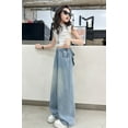 thumbnail image 6 of RUTAYY Child Girls' Pants Elastic Waist Wide Leg Straight Long Trousers With Bow Back Summer Bohemian Style, Blue, 13-14 Years, 6 of 7