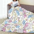 thumbnail image 6 of Honeii Cartoon Bunny Print Fleece Blanket - Throw Blanket for Bed, Sofa, Couch, Camping, and Travel , Microplush Ultra Soft Warm Blanket-80"x60", 6 of 7