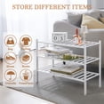 thumbnail image 2 of Quiqear 3-Tier Shoe Rack, Stackable Bamboo Shoe Shelf, 12 Pairs Storage Organizer for Shoes, White, 2 of 10
