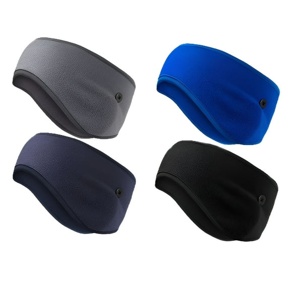 TELOLY 4 Pieces Fleece Ear Warmers Headband Ear Covers Sweatband Sport Headband Earmuffs Winter Headband Ear Muffs with Button for Men and Women Yoga Cycling Skiing Running Sport Outdoor