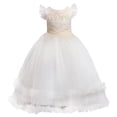 thumbnail image 1 of 2DXuixsh Girls Formal Dress A Line Swing Flared Long Maxi Girls Princess Dress Middle Large Children Long Dress Summer Children's Piano Performance Clothes Beige Size 140, 1 of 9