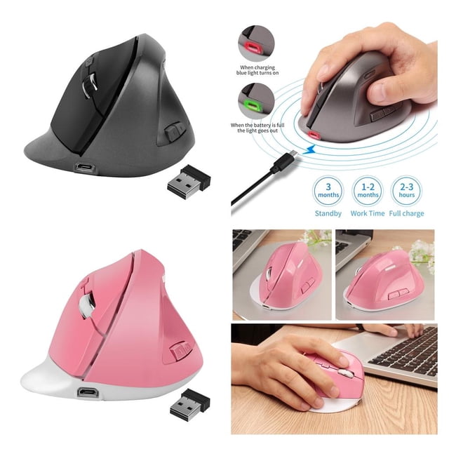 Ratón Inalámbrico Recargable De 2 Piezas Ratones ópticos Verticales Ergonómicos Para Juegos 4 Macarena Ratón inalámbrico vertical