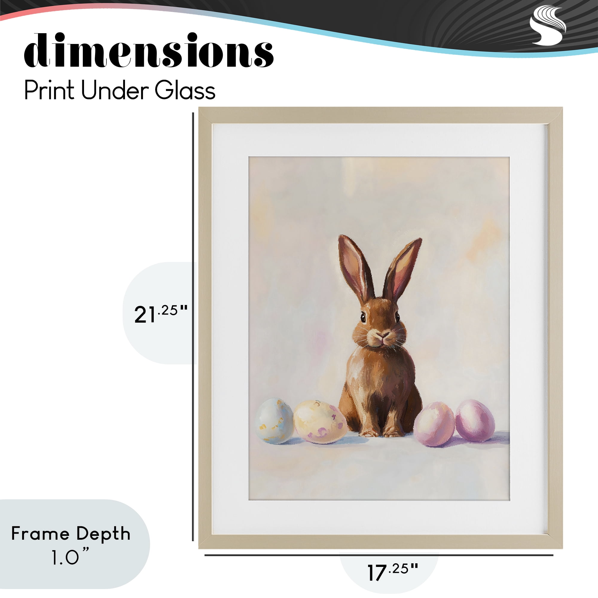 Stupell Industries Easter Bunny with Pastel Eggs Birch Framed Print Under Glass, design by The Prints Vibe