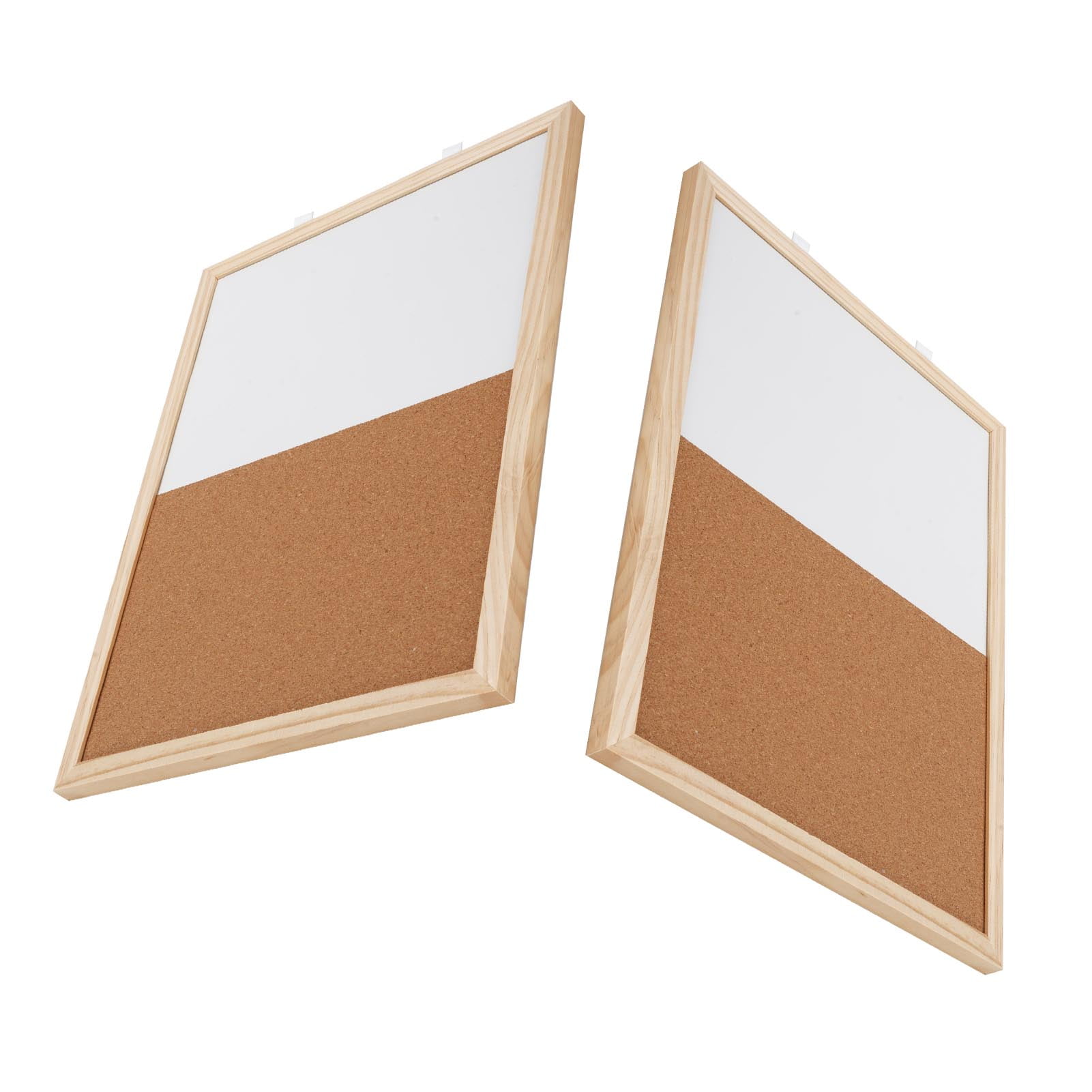 Corkboard Whiteboard Combo, Dry Erase Board 2PCS 30x40cm Sturdy Wood Frame Decorative Function with 2 Pens for School for Recording