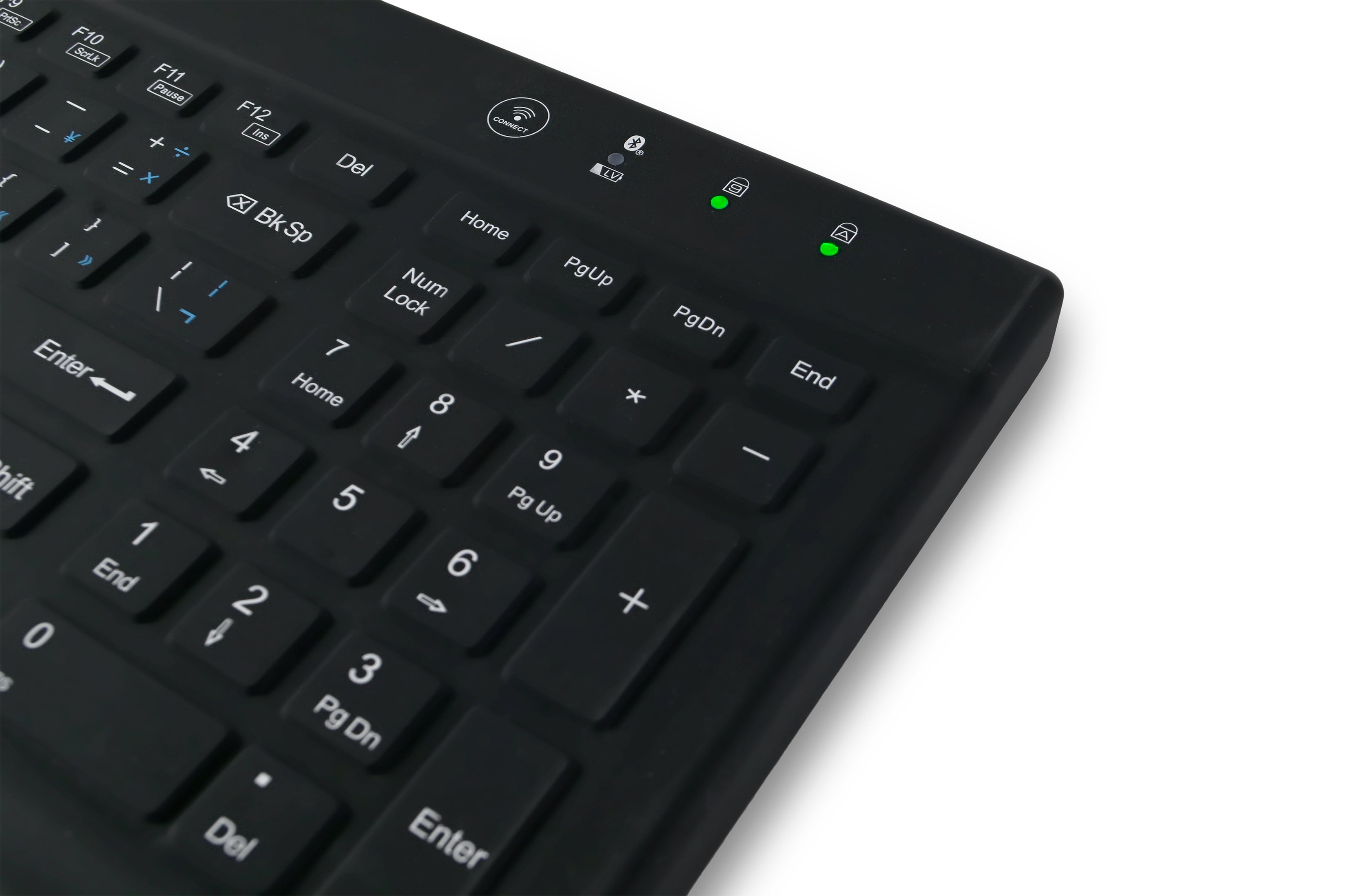 WetKeys 'Blue Connect' Professional-grade Rigid Silicone Waterproof Wireless Bluetooth®; Keyboard with ON/OFF Switch (BT) (Black) | KBWKRBT99Si-BK