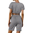 thumbnail image 5 of Enwejyy Women's 2 Piece Outfits Sest Summer Solid Color Cropped Tops Casual Shorts, 5 of 5