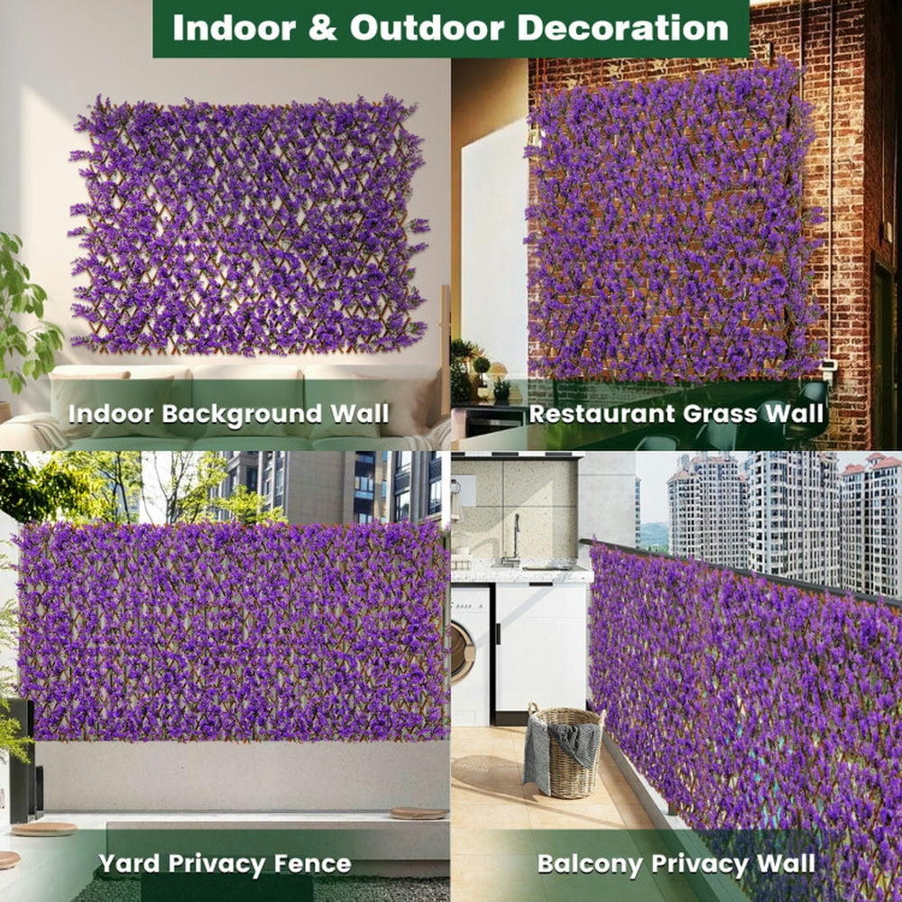 Resenkos Hedges Fence,Faux Hedge Panels,Decorative Faux Purple Eucalyptus Fencing Panel with Real Willow Frame for Balcony Patio