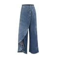 thumbnail image 4 of QURATI Women's Jeans Denim Pants Retro Jeans Irregular Splicing Jeans Flare Jeans Streetwear Womens Bottoms Sky Blue L, 4 of 4