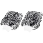 Pair Black Coral Fleece Car Wash Mitt Microfiber Glove Double Sided Dirt Washing Tool