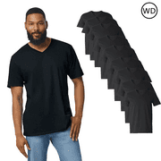Gildan Short Sleeve V-Neck T-Shirt for Men, Breathable Classic Fit Black Tee, 9 Pack, Size S