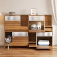 thumbnail image 3 of 2-Piece of Modern 2 IN 1 Cat Furniture Set, Cat Litter Box Enclosure Side Table, Cat House with Storage, for 2 Small-Medium Sized Cats - BROWN, 3 of 10