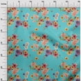 thumbnail image 2 of oneOone Cotton Silk Turquoise Blue Fabric Flower Watercolor Sewing Fabric By The Yard Printed Diy Clothing Sewing Supplies 42 Inch Wide, 2 of 4