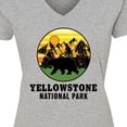 thumbnail image 4 of Inktastic Yellowstone National Park with Bear Mountains and Trees Cricle Women's V-Neck T-Shirt, 4 of 5