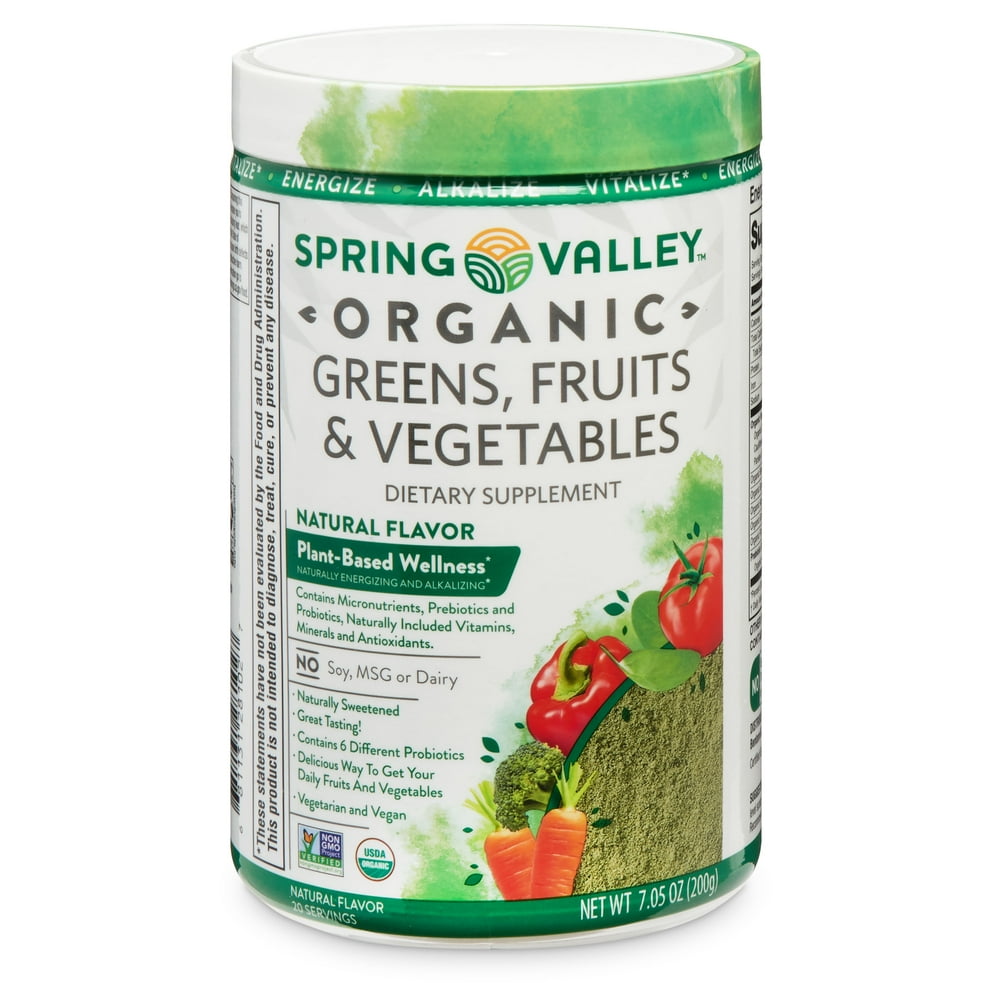 Spring Valley Organic Greens, Fruits & Vegetables Dietary Supplement, 7