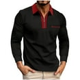 thumbnail image 3 of Rggeeun Men's Polo Shirts Fall Male Fashion Zipper Patchwork Chest Pocket Long Sleeve Shirt Tops Leisure, 3 of 9