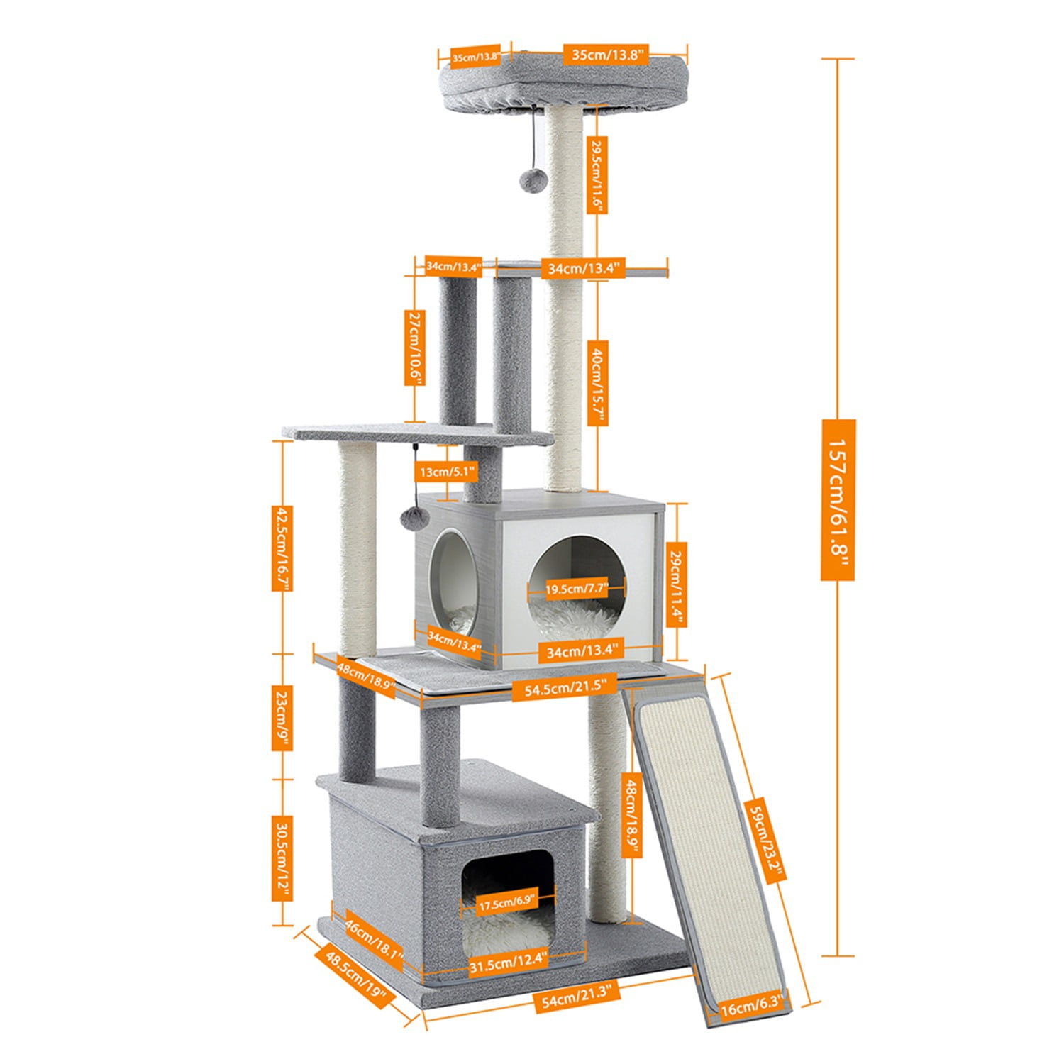 Pefilos Multi Level 61 inch Cat Tree Tower for Indoor Wood Cat Kitten Furniture Cat Condo for Adult Cats Activity Center Play House with Scratching Sisal Posts Pad,Ladder, Gray Pefilos Multi Level 61 inch Cat Tree Tower for Indoor Wood Cat Kitten Furniture Cat Condo for Adult Cats Activity Center Play House with Scratching Sisal Posts Pad,Ladder, Gray