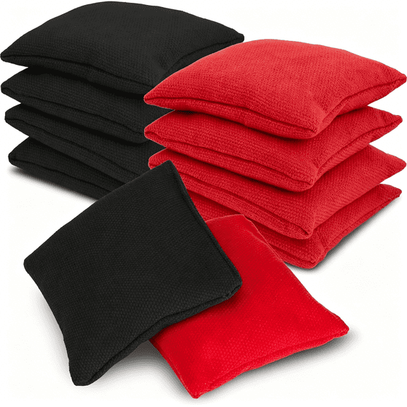 BESTSKY 8 PCS Cornhole Bags - Bean Bags for Cornhole, 4 Black and 4 Red for Tossing, Game, Outdoor, Wedding, Sports, Party