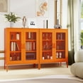 thumbnail image 4 of YLCW Orange Metal Cabinet,Metal Locker Storage Cabinet with Mesh Doors and Shelves,3-Tier Office Cabinet,Metal Storage Cabinet,Liquor Cabinet,Sideboard for Home Office,Kitchen,Coffee Bar, 4 of 6