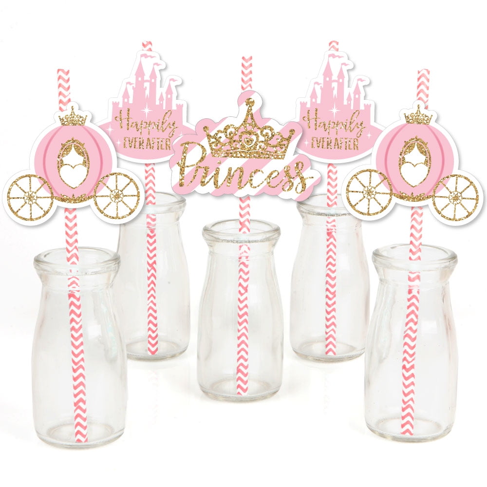 24 Royal Princess Baby Shower Or Birthday Party Lollipop Sticker Pink Gold White 