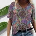 thumbnail image 2 of Summer Tops for Women 2025 Women's Casual Loose Round O-Neck Printed Short Sleeve T-Shirt Tops, 2 of 6