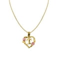 thumbnail image 1 of Precious Stars 14K Bicolore Fleur d'Or et en Forme de Coeur Initiale 'T' Pendentif avec Collier Chaîne 22", 1 of 5