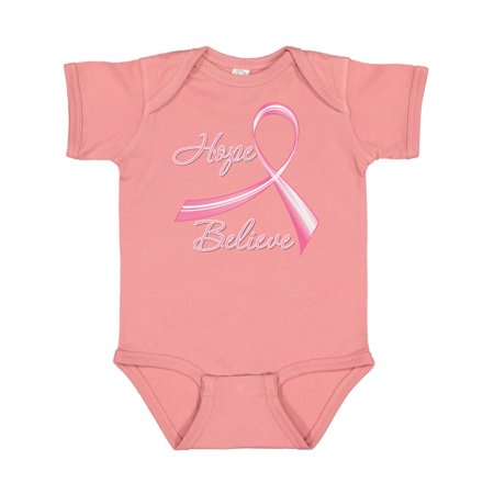 

Inktastic Hope Believe Breast Cancer Ribbon Gift Baby Boy or Baby Girl Bodysuit