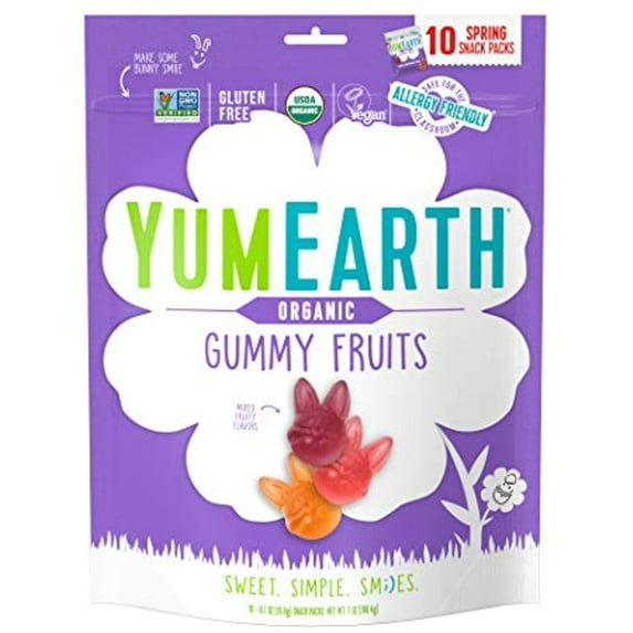 Yumearth Spring Fruit Gummy Snack Packs, 10 Count - Allergy Friendly, Non Gmo, Gluten Free, Vegan