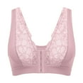 thumbnail image 4 of Arlun,Women's Lace Front Closure Bras Wireless Lightweight Breathable Deep V See Through Push up Bralettes Comfortable Full Coverage Front Hook Sports Bras Pink S, 4 of 8