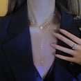 thumbnail image 3 of Collier Diamant à Franges Longues en Forme de Y Femmes, Collier Délicat, 3 of 5