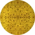 thumbnail image 1 of Ahgly Company Machine Washable Indoor Round Persian Yellow Traditional Area Rugs, 5' Round, 1 of 4