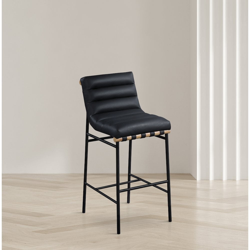 Meridian Furniture Vegan Leather Bar Stool, Black