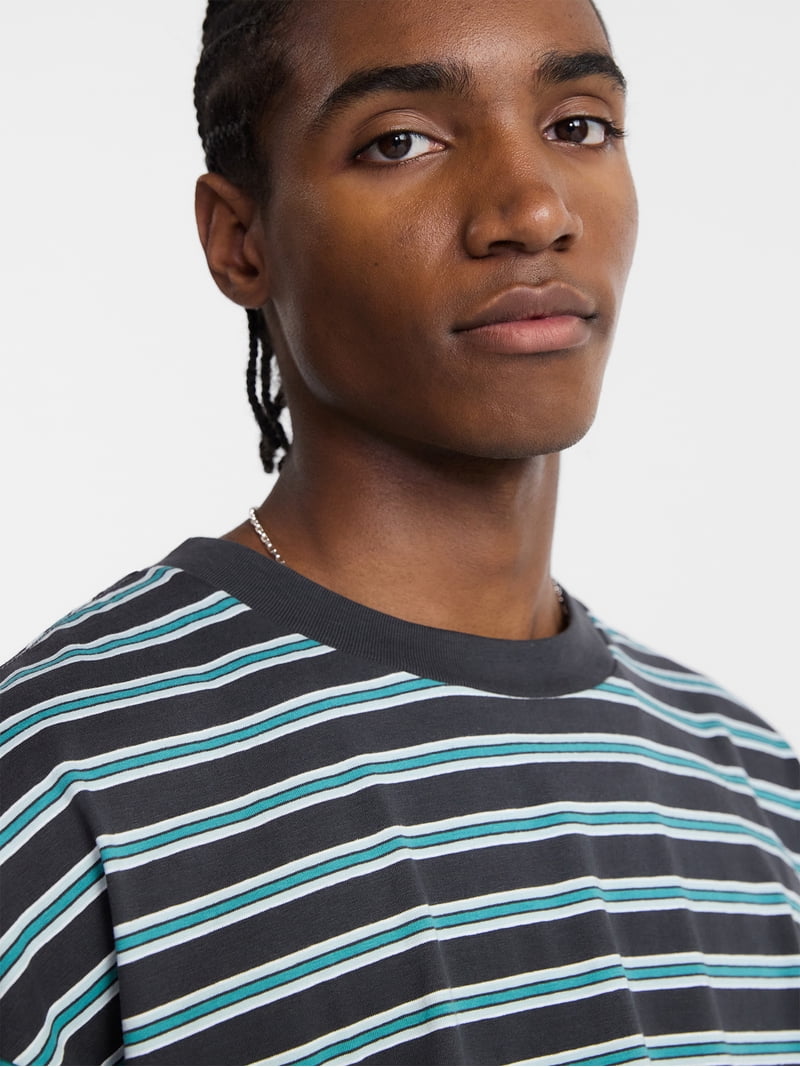 No Boundaries Stripe Pattern Tee with Short Sleeves, Men's XS-4XLT
