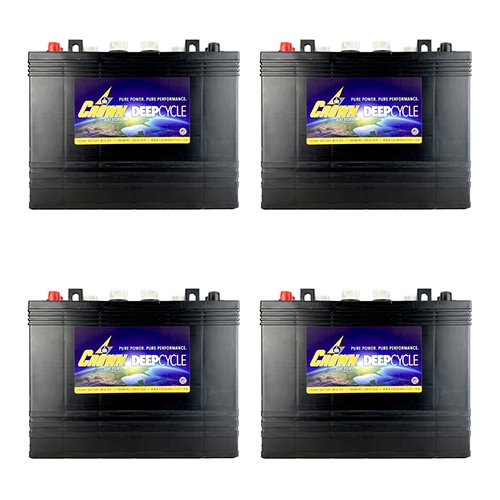4 Pack, 48V 12 Volt Golf Cart Batteries Crown Battery T1275 Club Car EzGo