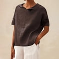 thumbnail image 2 of DcGZvy Going Out Tops for Women Button-Down Shirts for Women Short Sleeve Blouses for Women V Neck Work Shirts for Women Solid Color Tunic Tops Summer Basic Tees 2025 XXL, 2 of 6