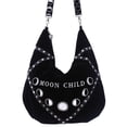 thumbnail image 2 of Restyle Gothic Black Velvet Moon Child Hobo Bag, 2 of 6