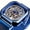 Blue, variant on Luxury Men's Mechanical Watch - Engraved, Luminous Hands, Stainless Steel Mesh Band, Hand-Winding Skeleton Design
